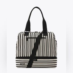 BEIS Black and White Striped Tote Bag
